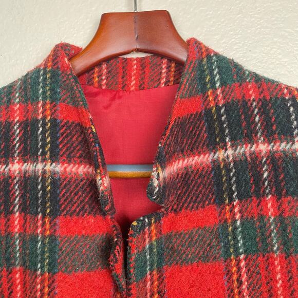 Vintage Womens Blazer Sz S Tartan Wool Scotland Plaid Coat Holiday Christmas - Picture 5 of 8